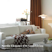 Straight-Line Fabric Settee Minimalist Design Sofa Cream aesthetic Couch for Homeowners, Interior Designers, Small Apartment, Studio Flat, Home Office