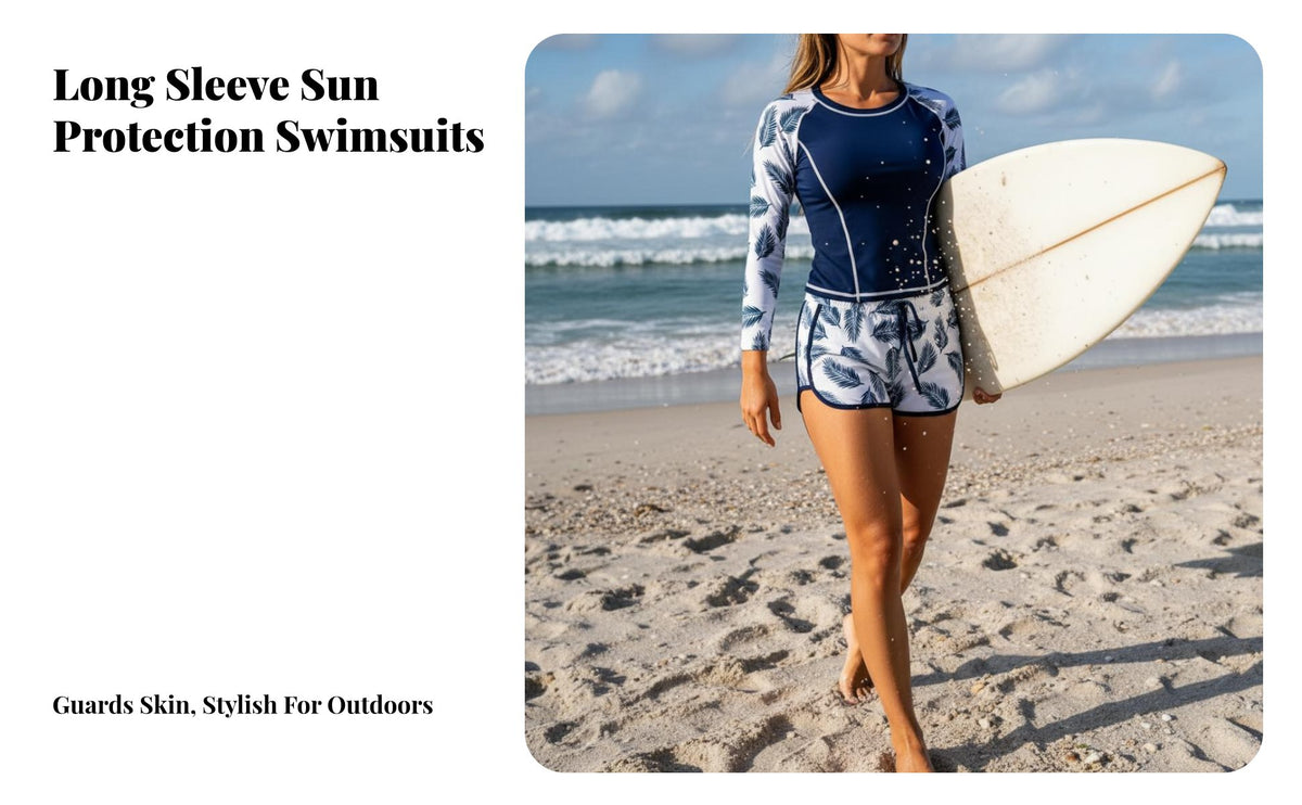 Long Sleeve Sun Shirt Two-Piece Sun Protection Aquatic Suit Printed Surfing Suit Quick-Drying Long Sleeve Aquatic Top and Shorts