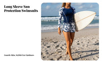 Long Sleeve Sun Shirt Two-Piece Sun Protection Aquatic Suit Printed Surfing Suit Quick-Drying Long Sleeve Aquatic Top and Shorts