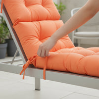Outdoor Three-Fold Seat Cushion Tufted High Back Chair Cushion Foldable Padded for Patio, Garden, Poolside, Balcony