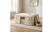 Clothes Organizer with Window Space-Saving Foldable Storage Box Textile Storage Bin Large Capacity Sturdy for Students, Closet