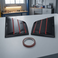 Rear Side Window Louver Cover Sporty Rear Side Window Louver Car Accessory Carbon-Fiber Look Glossy