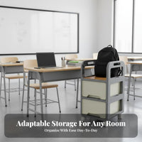 With casters Deskside backpack Holder Easy to Move Multi-Tier Rolling storage mobile unit Space Saving Storage Trolley Multifunctional for Students, educators, Kids, Classroom, Beside Desk, Study Room, Bedroom
