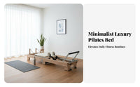Foldable Pilates Reformer Solid Wood Frame Wooden Reformer Bed Studio Grade Domestic Pilates Exercise Machine for Professionals, Beginners