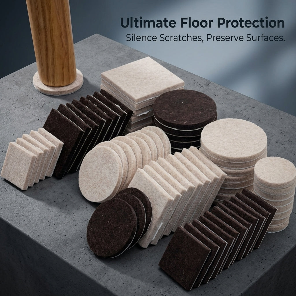 Felt Furniture Pads 50 PCS Self-Adhesive Floor Protectors, Non-Slip Noise Reducing Chair Leg Floor Protectors, Table Leg Pads for Hardwood Floors