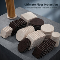 Felt Furniture Pads 50 PCS Self-Adhesive Floor Protectors, Non-Slip Noise Reducing Chair Leg Floor Protectors, Table Leg Pads for Hardwood Floors