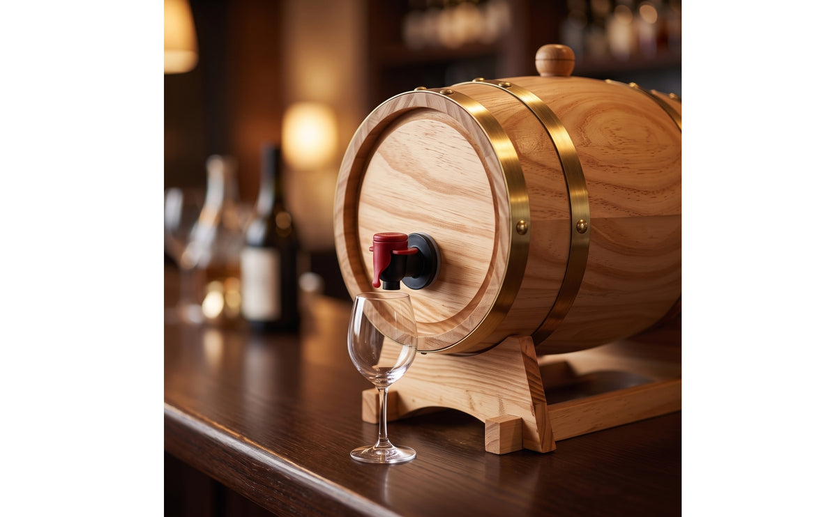 Oak-Style Wooden Wine Dispenser Countertop Wine Barrel with Stand Rustic Barrel with Bung and Spigot Decorative for Home Bartenders, Restaurants