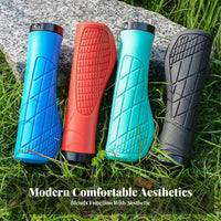 2 Pieces Shock-Absorbing Lock-on Handlebar Grips Easy Installation Lock-on Handlebar Grip Waterproof Anti-Slip Rubber Bike Grips for Commuters, Trail Riding, Commuting