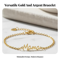Mommy Bracelet Delicate Design Stainless Steel Mommy Bracelet Adjustable Chain Fashion Jewelry for Moms, New Moms, Birthday, Infant Shower