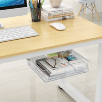 Under Desk Storage, Slide Out Under Desk Storage, Transparent 18L Desk Drawers for Home Office Polymer Organiser