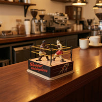 Boxing Ornament with Clockwork Mechanism Vintage Clockwork Boxing Decoration Collectible Tinplate Fighter Ornament for Bar