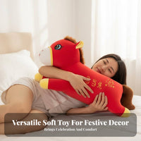 Long Horse Full-Length Pillow Auspicious Design Long Horse Soft Toy Horse Plush Support Pillow Super-Soft Large Horse