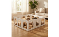 12 Pieces Freestanding Modular Pet Playpen Indoor Pet Fence with Door Clear Small Animal Pen Lightweight for Young Canines, Rabbits, Living Room, Apartment, Bedroom