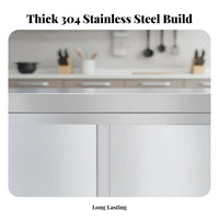 Easy to Clean Stainless Steel Work Table Rust-Proof Stainless Steel Work Table with Cabinet Oil-Resistant Commercial Food Prep Station Waterproof for Restaurant Owners, Home Cooks, Cafeteria, Bakery, Workshop, Garage