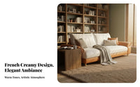 3-Seater Chaise Sofa French Cream aesthetic L-Shaped Couch with Chaise Light Luxury Feel Living Room Furniture for Renters, Families, Lounge Area, Bedroom