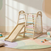 Climbing Frame with Slide Educational Indoor Playground with Slide Compact Wooden Activity Gym for Young Children, Children, Playroom, Nursery