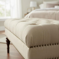 Solid Wood Legs Tufted End of Bed Bench European Design Long Entryway Shoe Bench Multi-Functional Textile Sofa Stool for Cloakroom