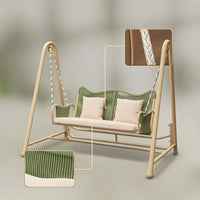 Double Swing Chair with Stand Freestanding Swing Chair with Stand Cushioned Furniture for Couples, Adults, Backyard, Balcony, Garden