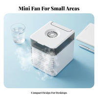 Mini Air Conditioner Fan Cools & Humidifies Personal Air Conditioner Fan 7 Color Night Light Portable Misting Chiller for Office, Bedroom, Dorm Room