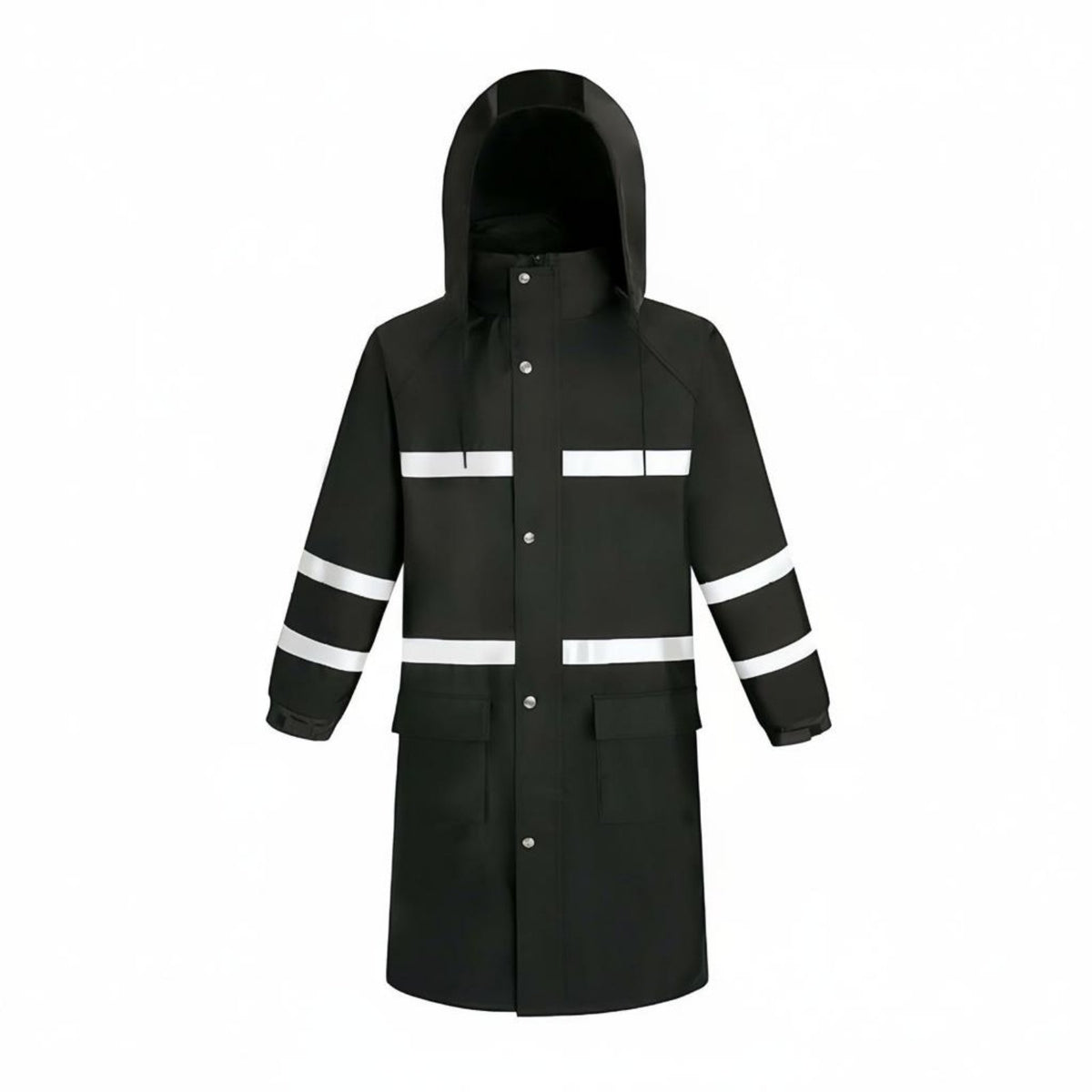 With Hood Reflective Safety Raincoat Heavy Duty High Visibility Rain Coat Long-Lasting Long Raincoat Wear-Resistant for Workers, Construction Sites, Commuting