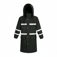 With Hood Reflective Safety Raincoat Heavy Duty High Visibility Rain Coat Long-Lasting Long Raincoat Wear-Resistant for Workers, Construction Sites, Commuting
