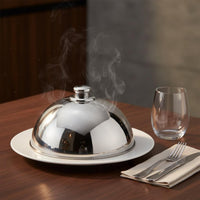 Mirror Finish Food Dome Thickened Stainless Steel Meal Cover Rust Resistant Dome Serving Lid for Banquet, Restaurant, Buffet