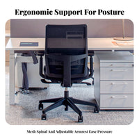 Lumbar Support Ergonomic Task Chair Adjustable Height Ergonomic Mesh Back Roller Rolling Casters Office Furniture Thick Padded Seat for Remote Workers, Students, Adults, Study Room