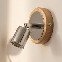 Reading Light for Bedside Lamp and Wall Lights, Adjustable Light Fitting with a Wooden Base and E27 Lamp, Heat Resistant Ceiling Light Mount