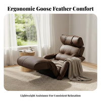 Weightless Recline Design Single-Person Lounger Goose Feather Filling Lounge Chair Plush Comfort Floor Sofa Ergonomic spineing for Young Adults, Office Workers, Bedroom, Bay casement, perusing corner, Small areas