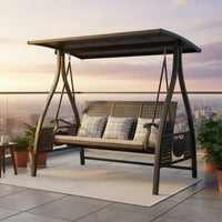 Aluminum Alloy Swing Chair Weather Resistant Patio Swing with Canopy High Bearing Capacity Outdoor Furniture for Garden, Backyard, Balcony