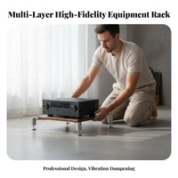 Shock-Absorbing Design High-Fidelity Equipment Rack Heavy Duty Construction Vibration Isolation Stand Adjustable Feet Amplifier Cabinet Stainless Steel Legs for Audiophiles, Home Theater Enthusiasts, Listening Room