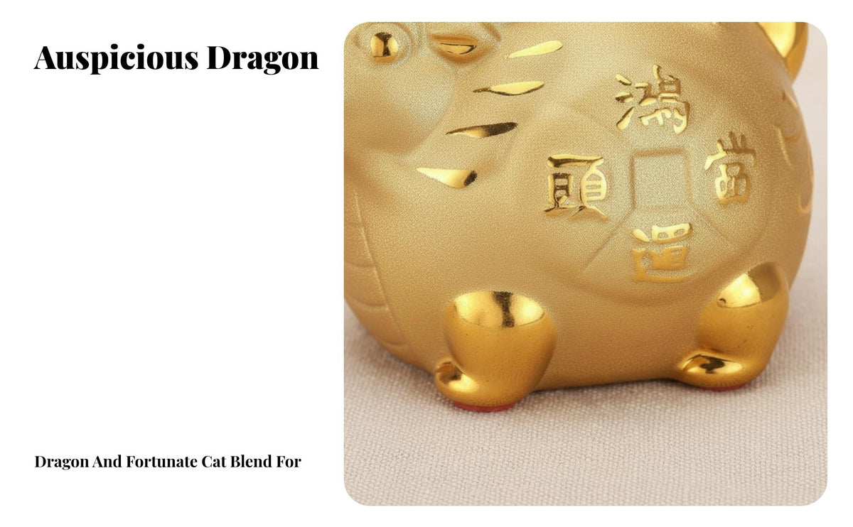 Ceramic Mythical Creature Piggy Bank Holiday Gift Golden Mythical Creature Piggy Bank for Collectors, Chinese New Year