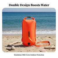 Double Safety Buoy 28L Large Capacity Aquatic Buoy Dry Bag Outdoor Water Swimming Buoy Long-Lasting PVC Material for Triathletes