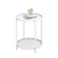 Multi-Purpose dual-level Round Drink Holder Stable Tripod Base Pedestal Drink Table Small Footprint Tea Stand Space-Saving for Mahjong participants, Game fans, Apartment Dwellers, Living Room, Next to Sofa, Bedroom, Balcony