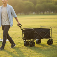 Foldable Outdoor Wagon Portable Foldable Utility Wagon Multi-Terrain Beach Wagon 360° Rotating Wheels for Camping, Gardening