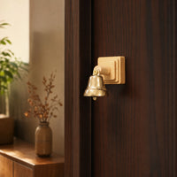 Minimalist Door Bell Vintage-Style Door Chime Decorative Bell with Wooden Base Compact for Shopkeepers