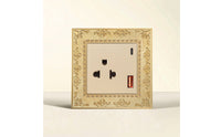 Ornate Wall Outlet with Decorative Frame Vintage Decorator Receptacle Gold-Toned Decorative Outlet Cover Retro for Interior Designers, Homeowners, Renovators, Living Room, Bedroom, Hotel