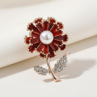 Mother's Day Gift Carnation Brooch Hand-Applied Enamel Pearl Flower Brooch Elegant Design Fashion Accessory for Weddings