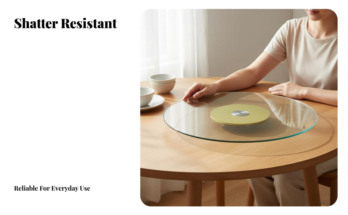 Glass Rotating Tray Seamless Rotation Glass Dining Table Turntable Round Serving Rotator for Families, Hosts