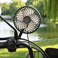 Fan with Mirror Mount USB-Powered Electric   Fan Low-Profile for Summer Rides