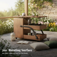 Mobile with Wheels Swivel-Top Tea Station Space-Saving Design Serving Mobile Tea Station Multi-Functional Household Furniture Integrated Storage for Apartment Dwellers, Homeowners, Interior Decorators, Living Room, Office, Balcony