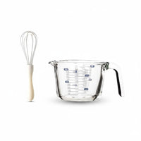 Food Grade Borosilicate Glass Measuring Jug Heat Resistant Glass Measuring Cup Clear Scale Markings Graduated Beaker Cup Dishwasher Safe for Home Cooks, Bakers