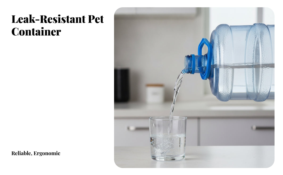 Water Dispenser Bottle with Handle | Translucent Blue Body, Textured Grip Section, Water Jug with Handle, for Refilling Stations