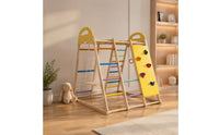 Sturdy Toddler Climbing Gym Colorful Wooden Climbing Frame Handholds Indoor Adventure Gym Playset Movement Skill Development