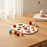 Wooden Sensory Board with Pom-Poms Child-Led-Inspired Size Matching Board with Pom-Poms Fidget Toy Sturdy Screenscreenless