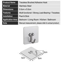 Cabinet and Bedroom Storage Hook with Removable for Students, Stainless Steel Single Hanger with Strong Load Bearing Sticky
