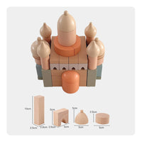 Wooden Castle Block Set Matte Building Set with Box Creative for Toddlers