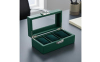 3 Compartments Watch Organizer Box Transparent Window Watch Storage Box Velvet-Lined Metal Clasp