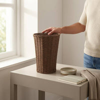 Handwoven Paper Rope Waste Basket Textured Weave Desktop Storage Basket Open Top Office Tidy