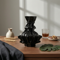 Sculptural Vase Modern Flower Holder Glossy for Entryway